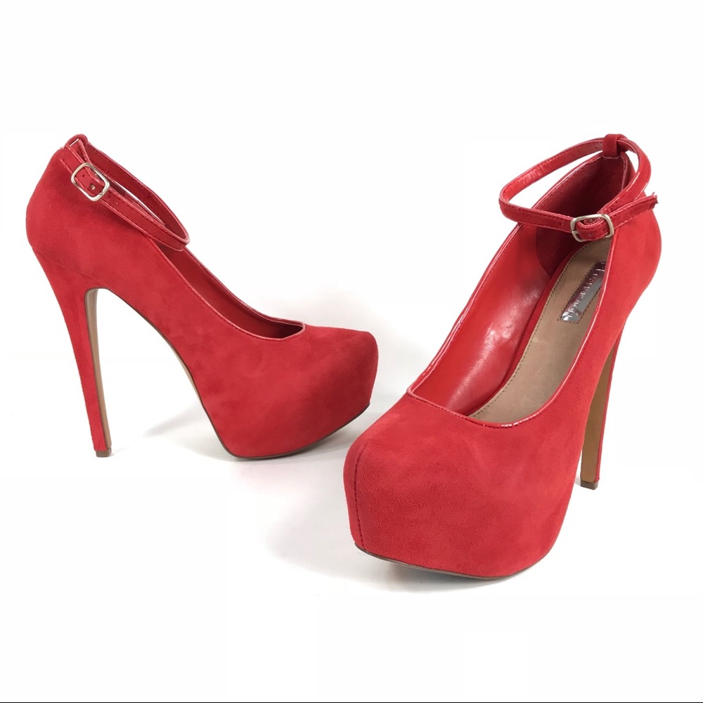 H by Halston Red Suede 6” Party Stilettos